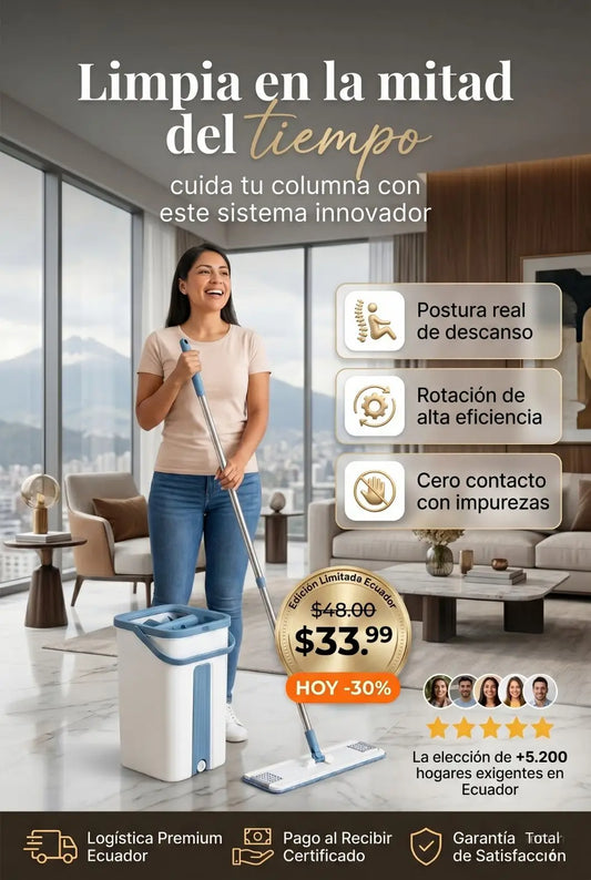 Kit de Limpieza Pro: Balde con auto escurridor + Trapeador Giratorio 360°