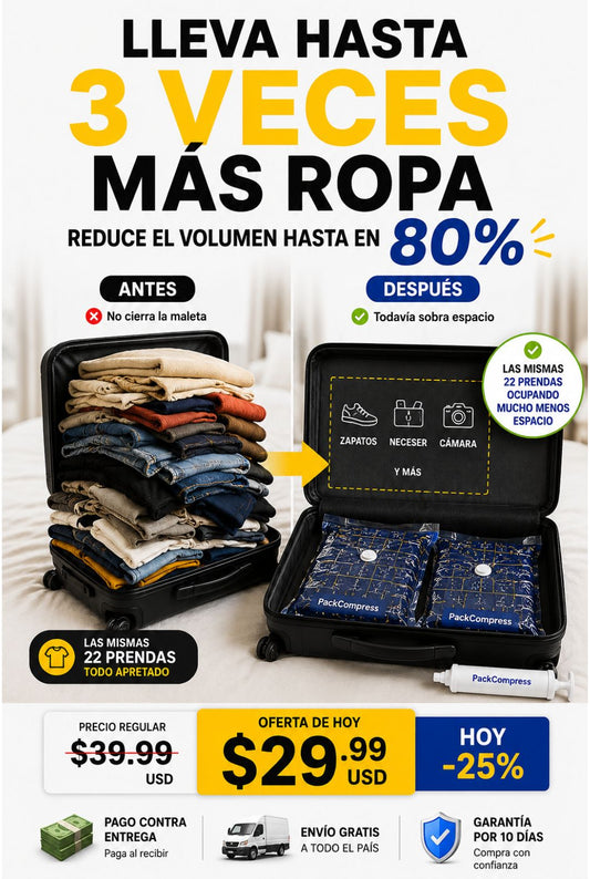 PackCompress™ | Bolsas de Compresión para Viaje